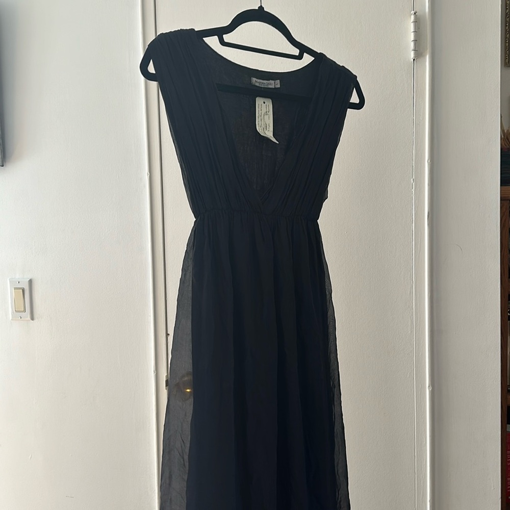 Marina Gigli made in Italy. Size L. 100% Silk Dress. Black. New with tag .